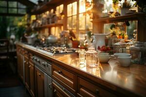 situación en el cocina en el Mañana profesional publicidad fotografía ai generado foto