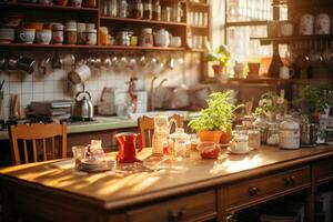 situación en el cocina en el Mañana profesional publicidad fotografía ai generado foto