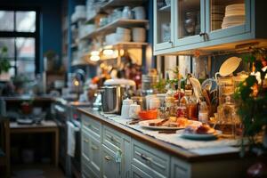 situación en el cocina en el Mañana profesional publicidad fotografía ai generado foto