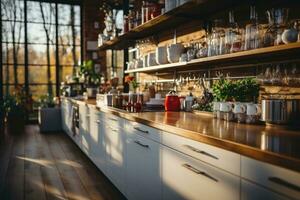 situación en el cocina en el tarde profesional publicidad fotografía ai generado foto