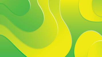 Green and yellow gradient fluid wave abstract background vector