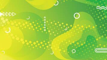 Green and yellow gradient fluid wave abstract background vector