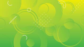 Abstract green and yellow gradient background with circle lines vector