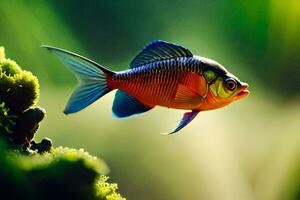 a colorful fish is swimming in the water. AI-Generated photo