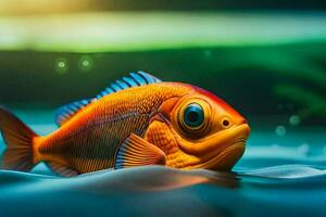 an orange fish swimming in the water. AI-Generated photo