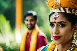 a beautiful indian bride in traditional attire. AI-Generated photo