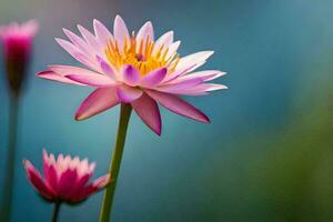 pink lotus flower with a blue background. AI-Generated photo