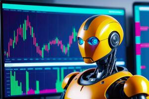 Trading Business Insights, Robot Analyzed Financial Charts, AI Generated photo