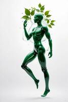 Clear Human Figure Filled with Botanical Vitality, AI Generated photo