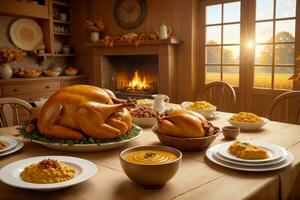 Thanksgiving in the Countryside, Farm Scene Stock Pics, AI Generated photo