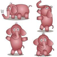 Elephant Cartoon Character Set vector