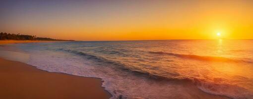 verano Sueños, playa horizonte atardecer, ai generado foto