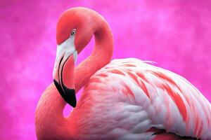 Flamingo Elegance, Stunning Painting in Fuchsia Coral, AI Generated photo