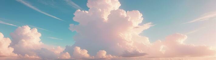 Pastel Clouds Over Panoramic Skyline, AI Generated photo