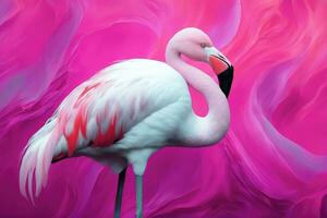 Elegant Flamingo Painting, Vibrant Fuchsia Beauty, AI Generated photo