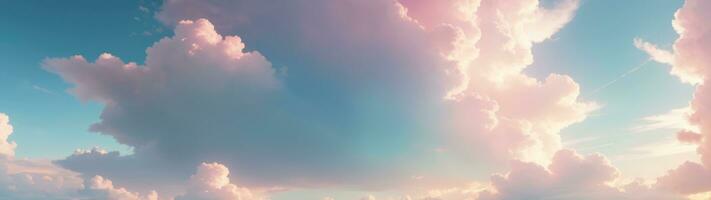 Panoramic Sky with Pastel Clouds, Ethereal Beauty, AI Generated photo