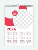 Vector 2024 modern business wall calendar template design