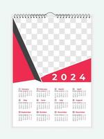 Vector 2024 modern business wall calendar template design