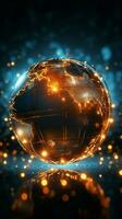 Abstract sphere emits light, intertwined with online banking and cryptocurrency elements Vertical Mobile Wallpaper AI Generated photo