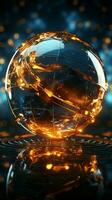 Abstract sphere emits light, intertwined with online banking and cryptocurrency elements Vertical Mobile Wallpaper AI Generated photo