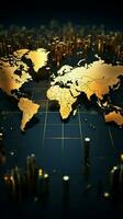 Educational business concept Gold world map chart serves as the background Vertical Mobile Wallpaper AI Generated photo