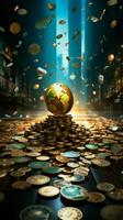 Global economy influenced and driven by the flow and power of money Vertical Mobile Wallpaper AI Generated photo