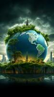 World Mental Health and Earth Day converge in a world saving ecology concept Vertical Mobile Wallpaper AI Generated photo