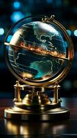 Stock market insights shine through a mesmerizing crystal globe on display Vertical Mobile Wallpaper AI Generated photo