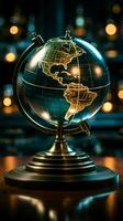 Stock market insights shine through a mesmerizing crystal globe on display Vertical Mobile Wallpaper AI Generated photo