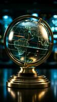 Stock market insights shine through a mesmerizing crystal globe on display Vertical Mobile Wallpaper AI Generated photo