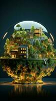 The concept of property investment illustrated by a house on Earth Vertical Mobile Wallpaper AI Generated photo