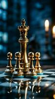 A chess piece in motion represents the businessmans quest for competitive success Vertical Mobile Wallpaper AI Generated photo