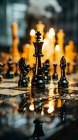 Checkmate A decisive business strategy ends the chess game with a kings defeat Vertical Mobile Wallpaper AI Generated photo