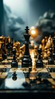 Checkmate A decisive business strategy ends the chess game with a kings defeat Vertical Mobile Wallpaper AI Generated photo
