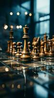 Chess, a metaphor for a businessmans game plan, strategy, and tactical prowess Vertical Mobile Wallpaper AI Generated photo