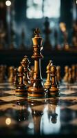 Chess, a metaphor for a businessmans game plan, strategy, and tactical prowess Vertical Mobile Wallpaper AI Generated photo