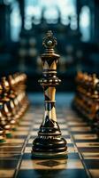 Chess embossed on a piece, controlled by a hands calculated action Vertical Mobile Wallpaper AI Generated photo