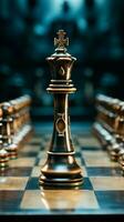 Chess embossed on a piece, controlled by a hands calculated action Vertical Mobile Wallpaper AI Generated photo