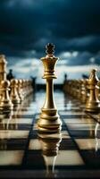 Chessboard becomes the canvas for inventive business strategy ideas in action Vertical Mobile Wallpaper AI Generated photo