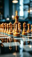 A chess piece in motion represents the businessmans quest for competitive success Vertical Mobile Wallpaper AI Generated photo