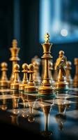 Chessboards side view symbolizes a strategic concept in the realm of business Vertical Mobile Wallpaper AI Generated photo