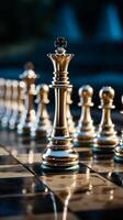 Closeup shot of the king chess piece, leading the front line team Vertical Mobile Wallpaper AI Generated photo