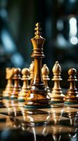 In the world of business, a chess piece symbolizes strategic financial decisions Vertical Mobile Wallpaper AI Generated photo