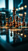 A chessboard reflects a businessmans concept of planning, strategy, and tactics Vertical Mobile Wallpaper AI Generated photo