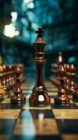 Strategic competition and creative ideas materialize in vintage hued chessboard aesthetics Vertical Mobile Wallpaper AI Generated photo