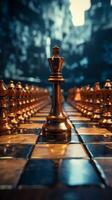 Strategic competition and creative ideas materialize in vintage hued chessboard aesthetics Vertical Mobile Wallpaper AI Generated photo