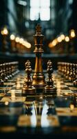 The chessboard embodies the essence of a businessmans plan, strategy, and tactics Vertical Mobile Wallpaper AI Generated photo