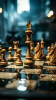 el tablero de ajedrez revela un triunfante negocio estrategia fondo de pantalla ai generado foto