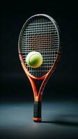 The focused racket poised to make contact with the incoming ball Vertical Mobile Wallpaper AI Generated photo