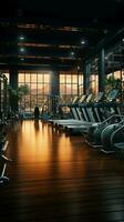 The gyms interior houses a diverse collection of exercise equipment for members Vertical Mobile Wallpaper AI Generated photo